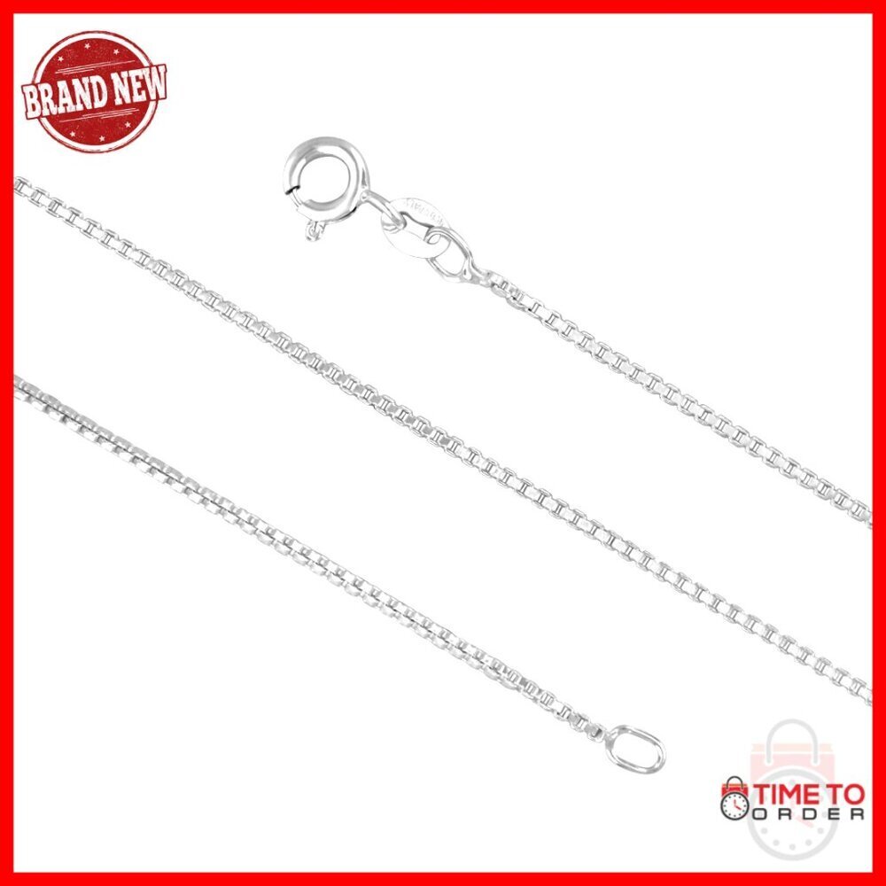 Sterling Silver 1.3mm Box Chain Necklace 26 Inch Unisex Italian Made